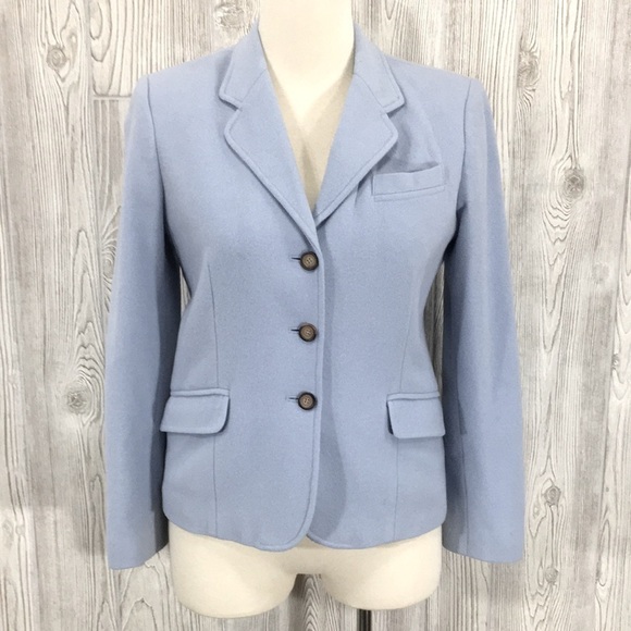 𝅺VINTAGE Chadwick’s Powder Blue Wool Mix Blazer Size 4 - Picture 1 of 9
